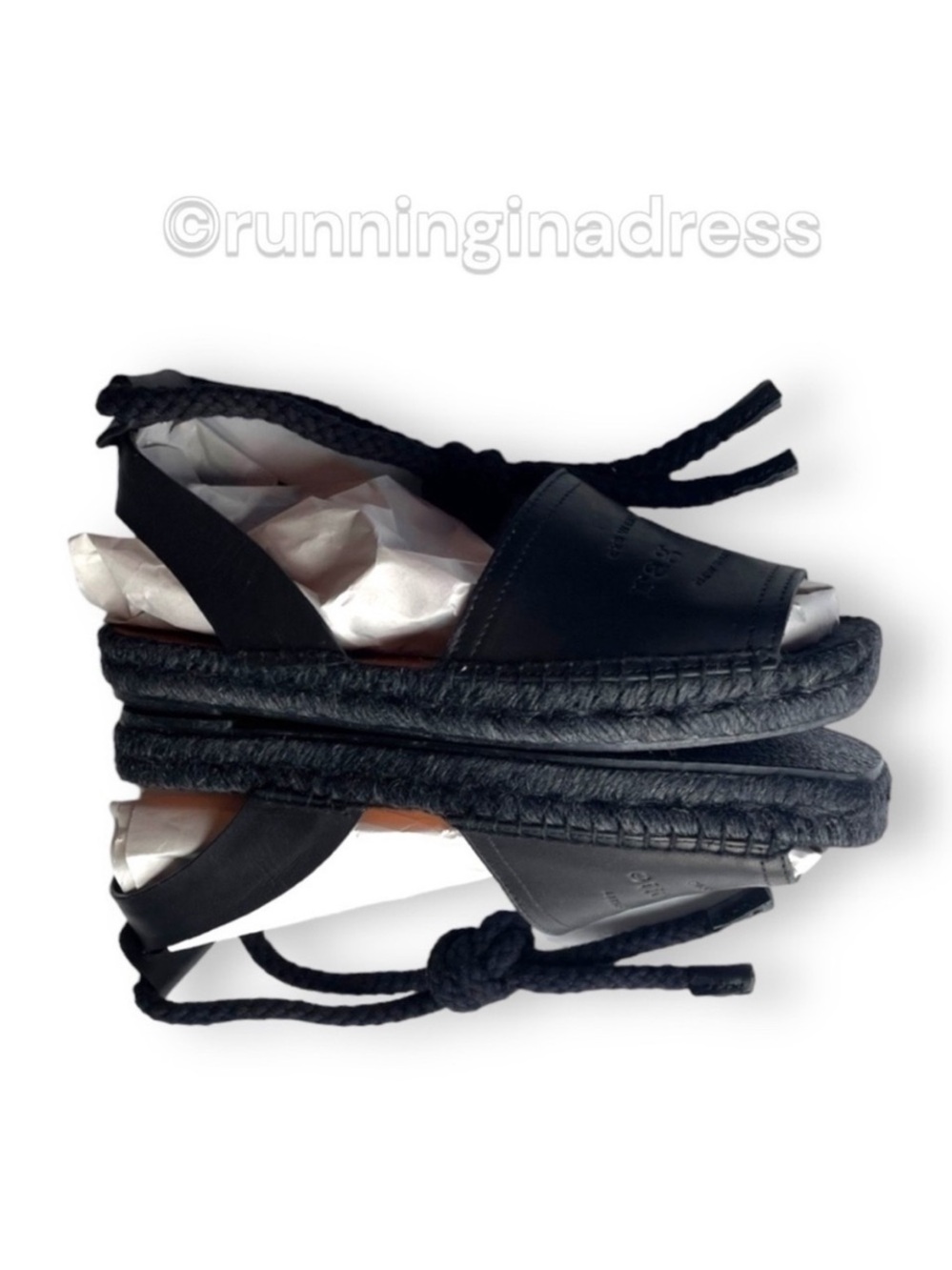 rag & bone Estelle Black Leather Espadrille Sandals Ankle Tie Wrap Flat 7.5 37.5 - Picture 5 of 15